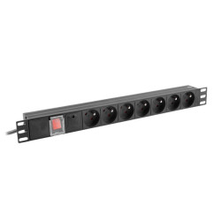 NAPÁJECÍ DISTRIBUČNÍ JEDNOTKA (PDU) 19"  1U 10A 2M 7X FRANCOUZSKÉ ZÁSUVKY ČERNÁ C14