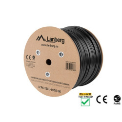 LAN KABEL CAT.6 FTP 305M PEVNÝ VENKOVNÍ CU ČERNÝ